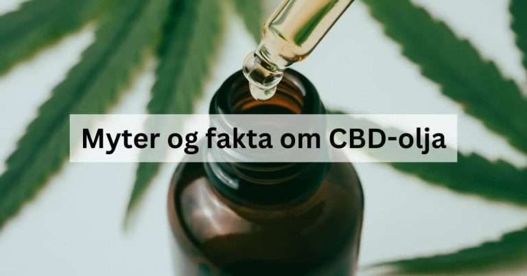 CBD-olja i dråpeflaske med grønne blader